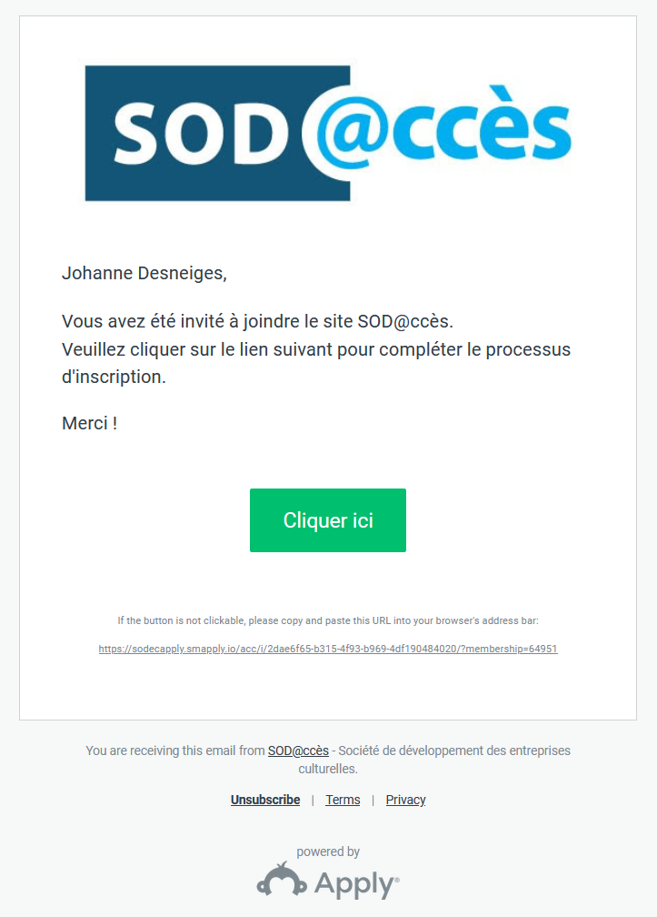 Visuel illustratif SOD@ccès - Exemple de message