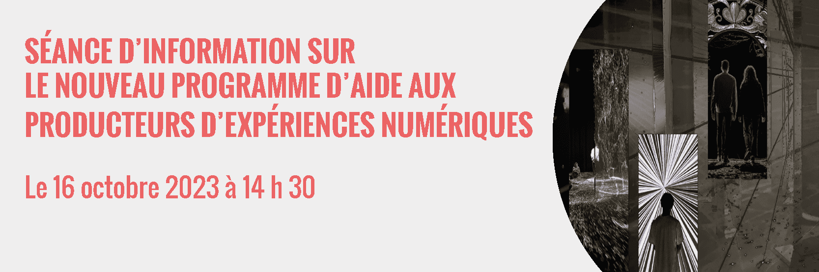 Bouton menant vers la page séance d'info virtuelle sur le programme d'aide aux producteurs d'expériences numériques