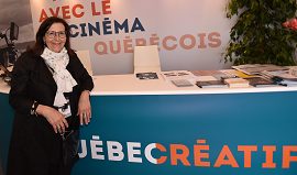 Photo de Louise Lantagne SODEC au pavillon QUébec créatif à Cannes 2018