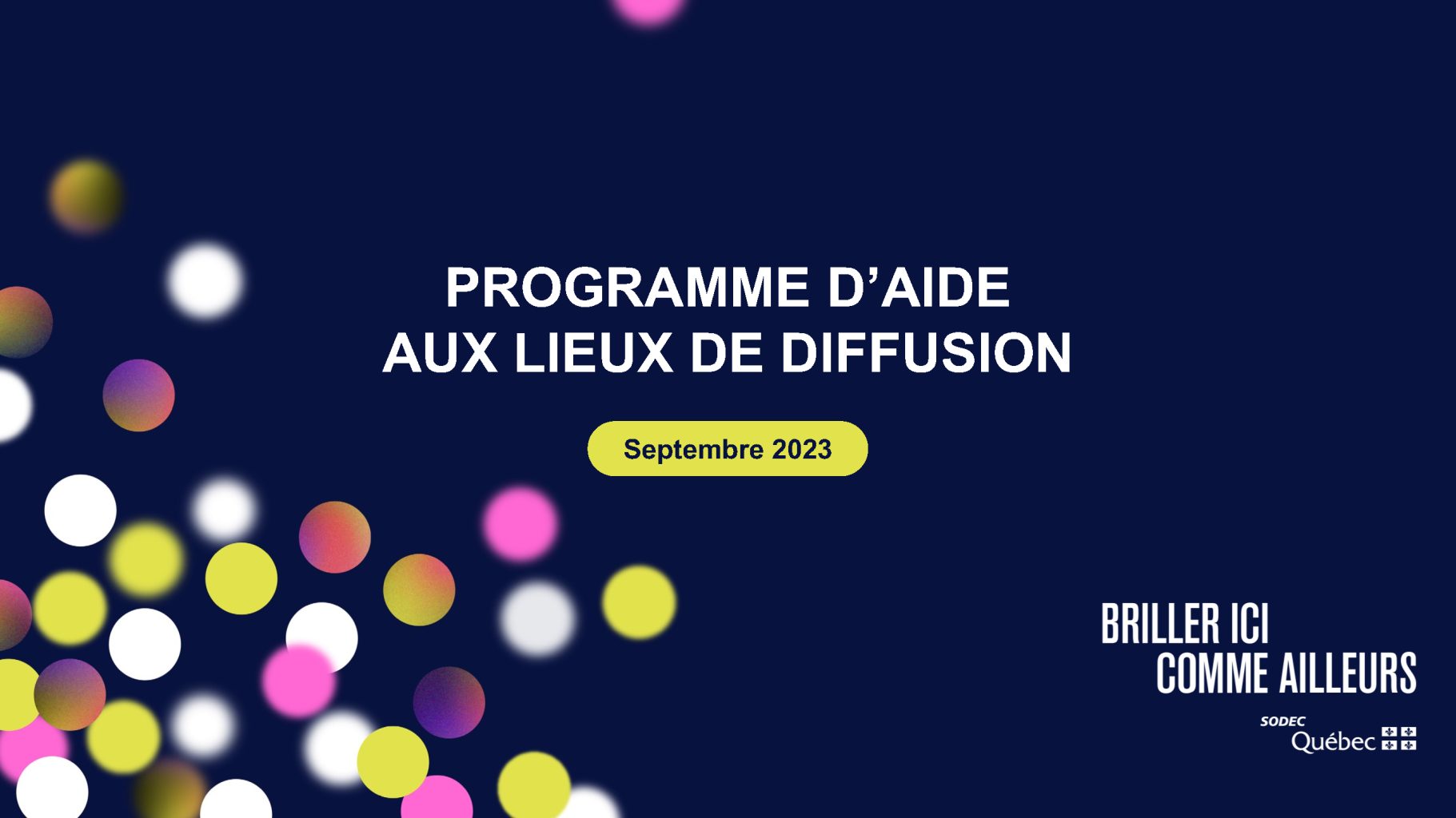 Visuel menant vers la Présentation du programme d'aide aux lieux de diffusion