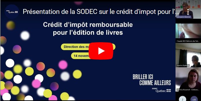 Image menant vers la vidéo de la rencontre d'information sur le crédit d'impôt pour l'édition de livres