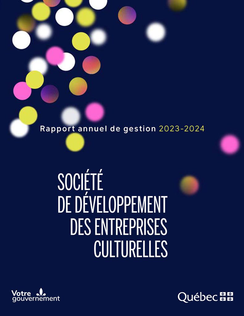 Visuel menant vers le rapport annuel de gestion 2023-2024 de la SODEC