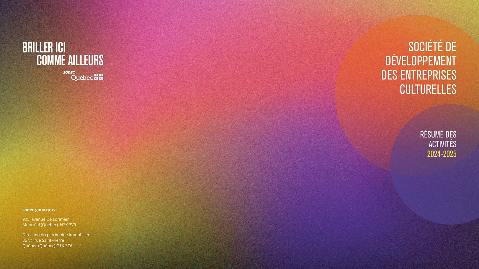 Visuel menant vers le résumé des activités 2024-2025 de la SODEC