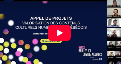 Visuel menant vers la vidéo Rencontre d'info pour les entreprises en création de contenus